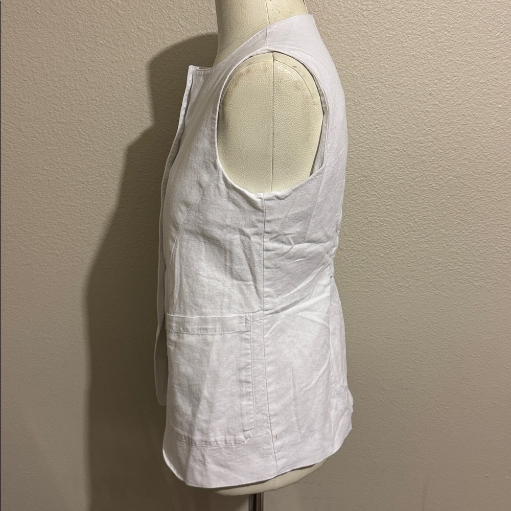 Joie Linen Blend Button Front Short Vest Classic - Picture 5 of 8